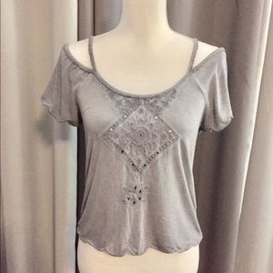 American Rag top, light grey, off shoulders, nwot